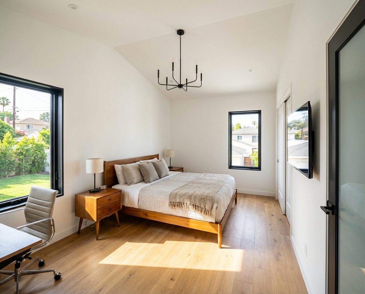 Altadena ADU bedroom, rendering